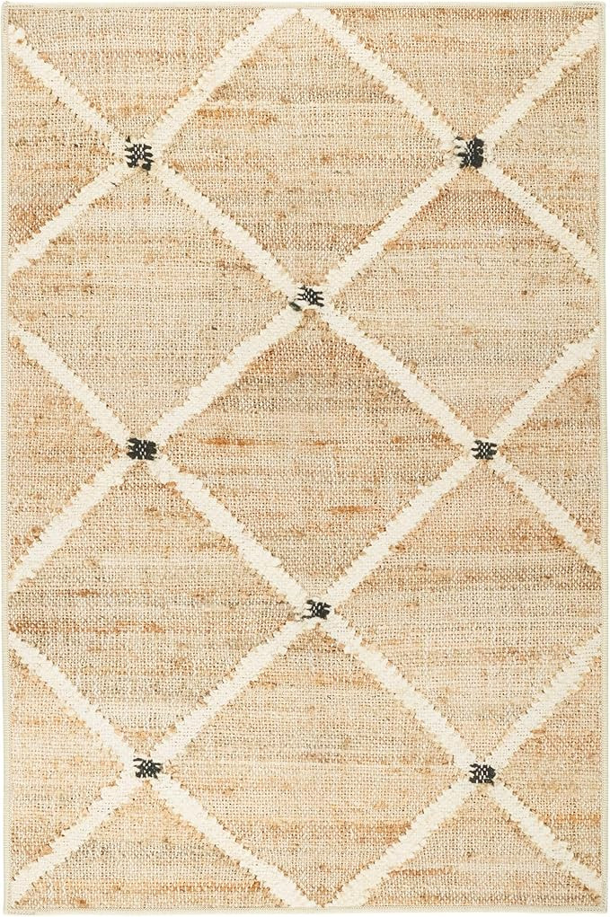 Dash and Albert Kali Machine Washable Area Rug - 2' x 3' Natural - Diamond Accent Rug - Anti-Slip... | Amazon (US)
