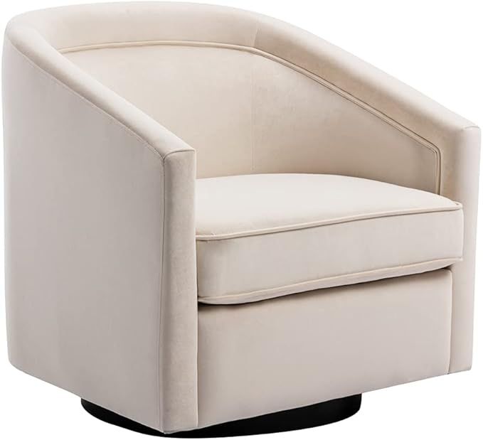 Wovenbyrd Classic Mid-Century 360-degree Swivel Barrel Accent Chair, Cream Velvet | Amazon (US)