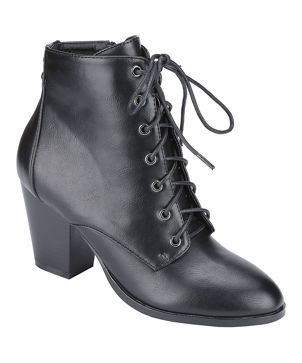 Weeboo Women's Casual boots BLACK - Black Ramona Lace-Up Bootie - Women | Zulily