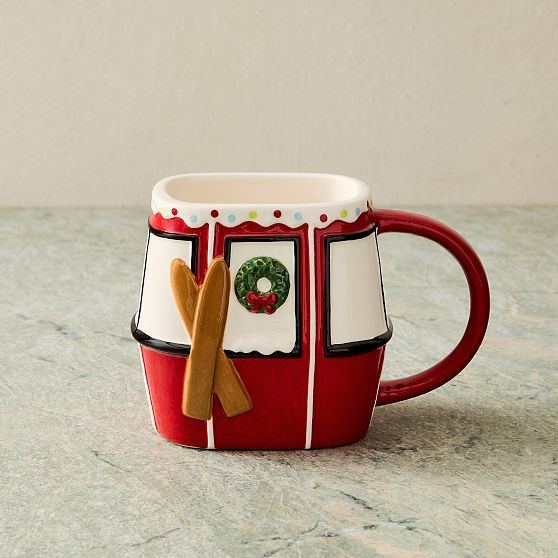 Skier Figural Mug, Gondola, Red, Each | West Elm (US)