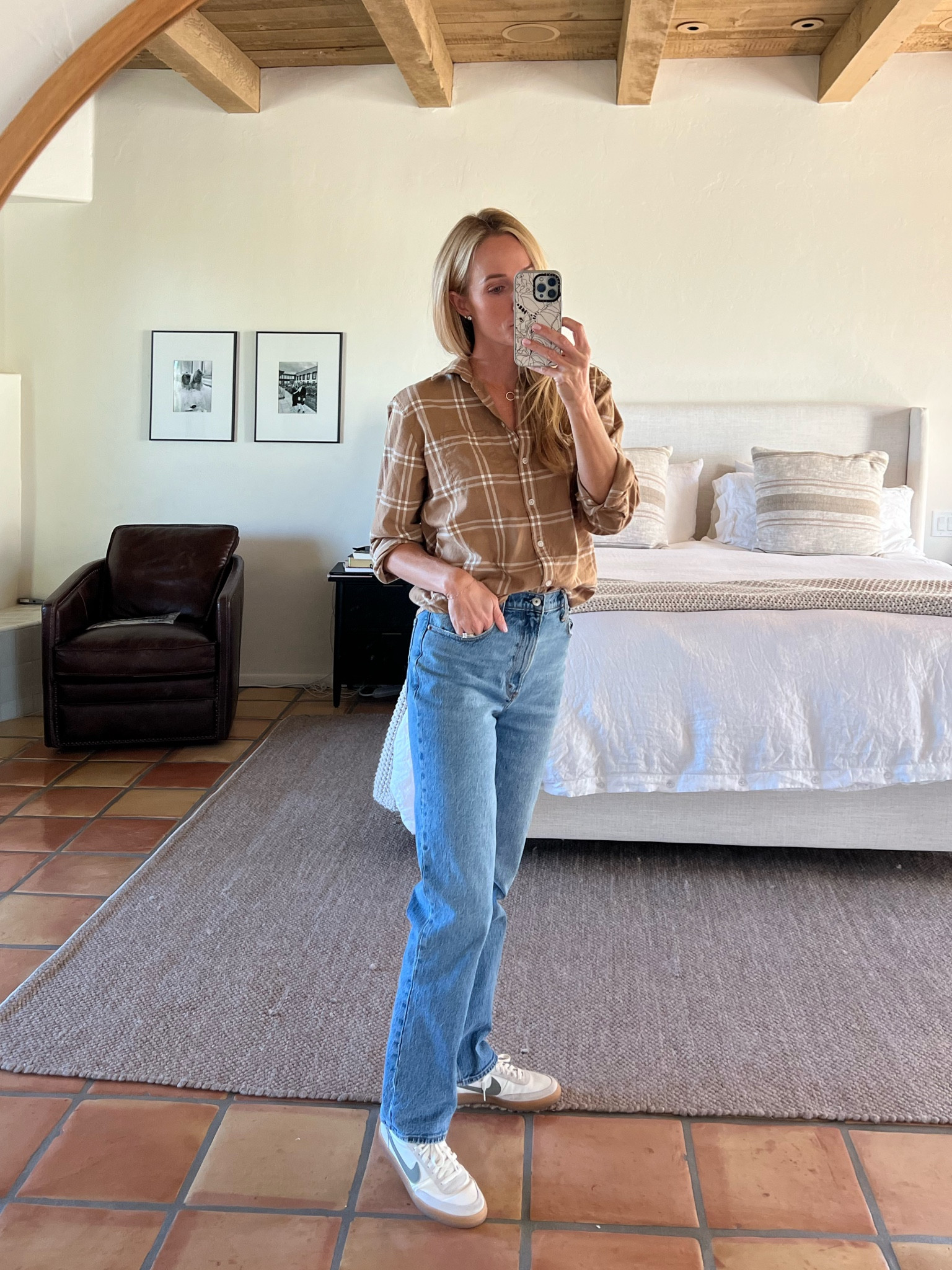 November mom vibes - j crew factory flannel button up (small), Abercrombie jeans (27) and Nike killshot sneakers! Perfect fall outfit 

#LTKSeasonal #LTKOver40 #LTKFindsUnder100