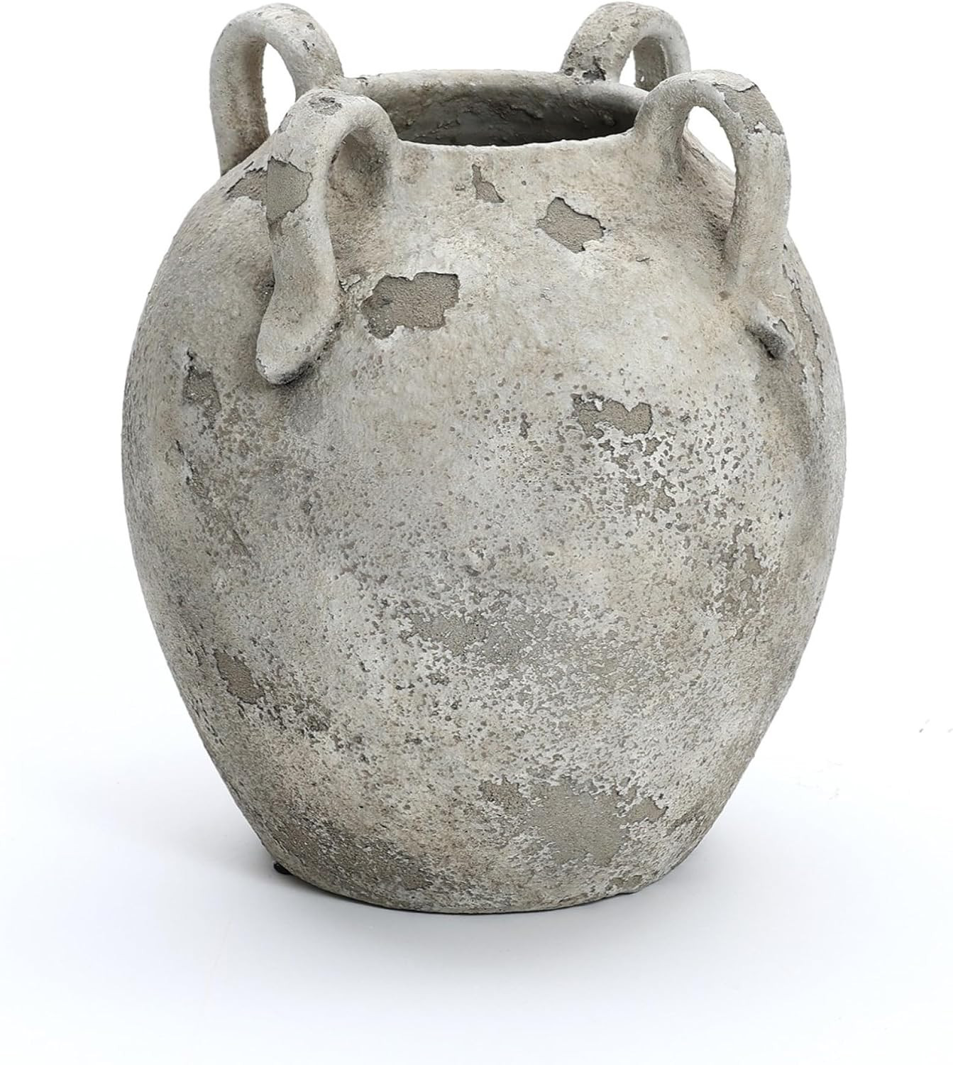 LuxenHome Rustic Ceramic Vase,11'' Gray and White Round Vase | Amazon (US)