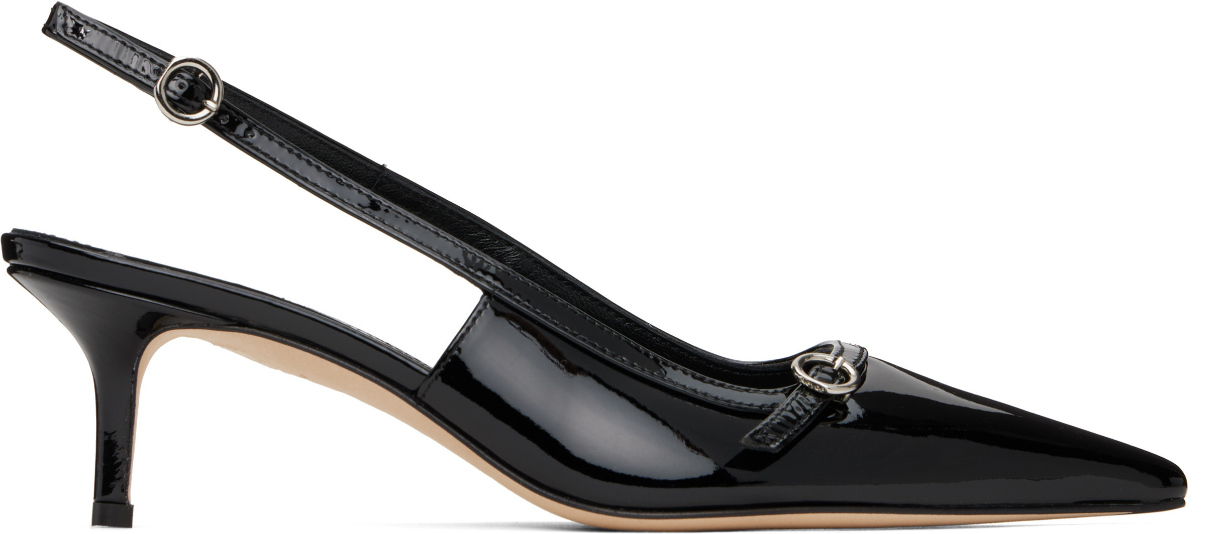 Aeyde Black Saba Leather Slingback Heels | SSENSE