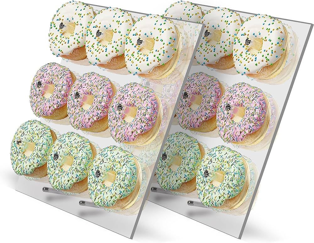 ZYGLOOSH Donut Wall Set of 2 Clear Acrylic Donut Stand for Party – Donut Holder Stand Party wit... | Amazon (US)