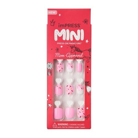 Impress Mini Press On Nails for Kids No Glue Needed Super Duper Pink Squoval 20 Count | Walmart (US)
