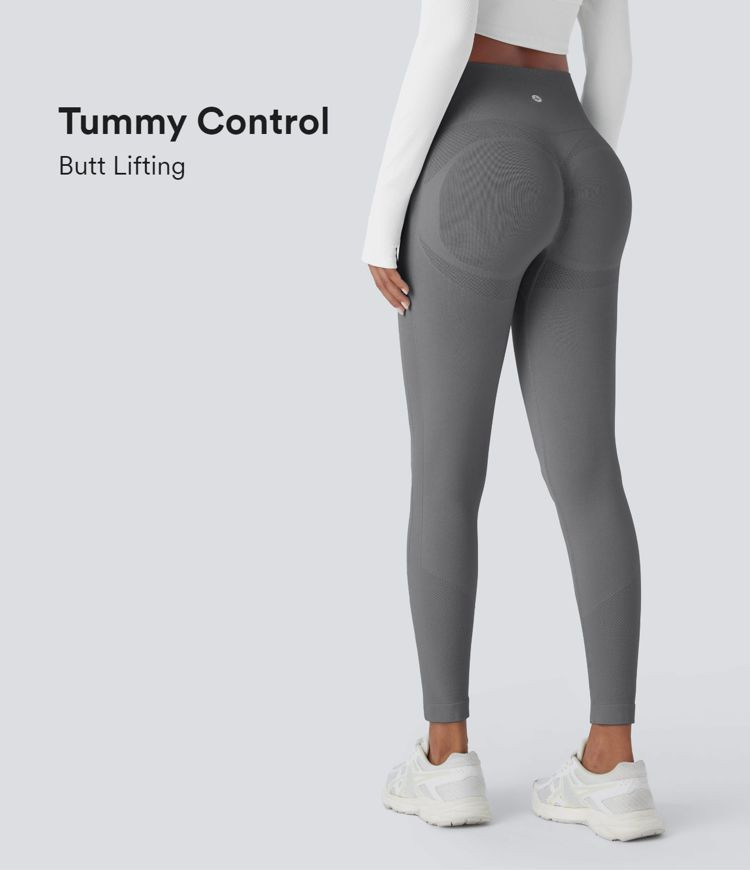 Women’s Seamless Flow High Waisted Tummy Control Butt Lifting 7/8 Yoga Leggings - Halara | HALARA