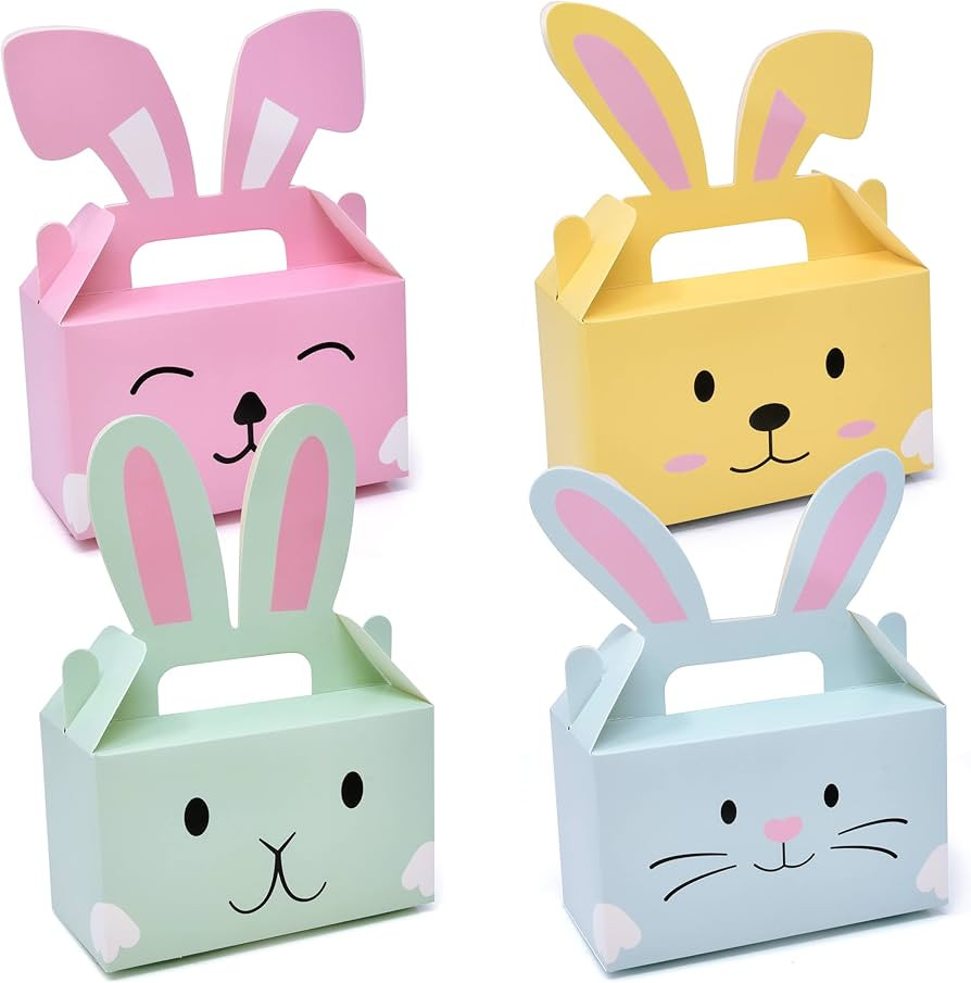 Gift Boutique 24 Pack Easter Treat Boxes Bunny Cardboard Favor Boxes with Handle Bunnies Rabbit E... | Amazon (US)