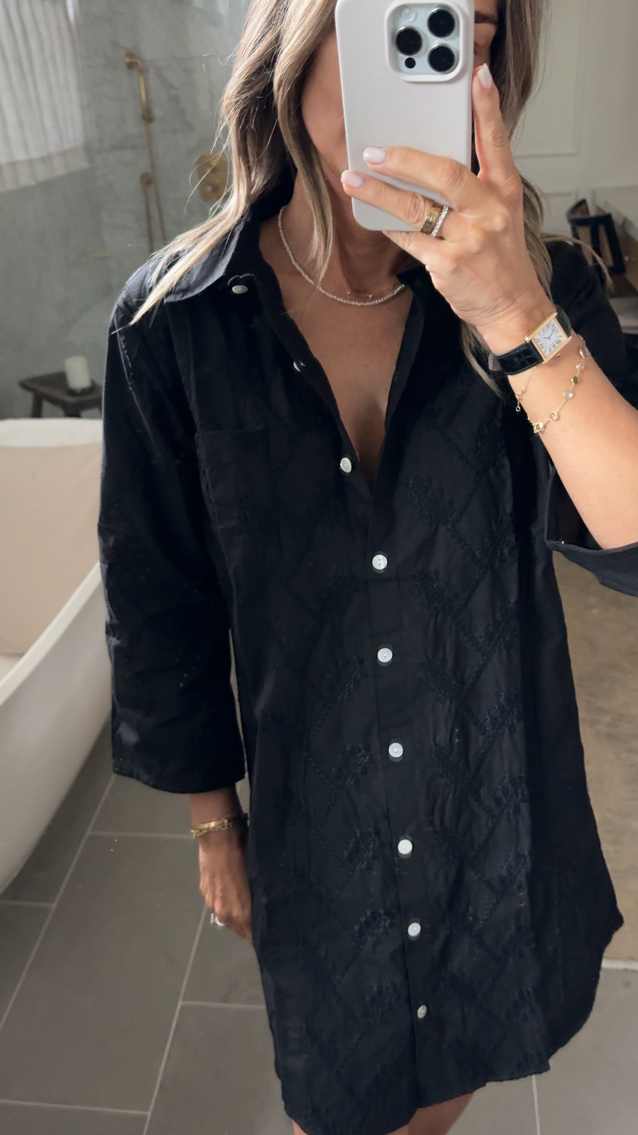 Black cotton shirt dress with embroidered details. Wearing XS 



#LTKStyleTip #LTKOver40 #LTKTravel