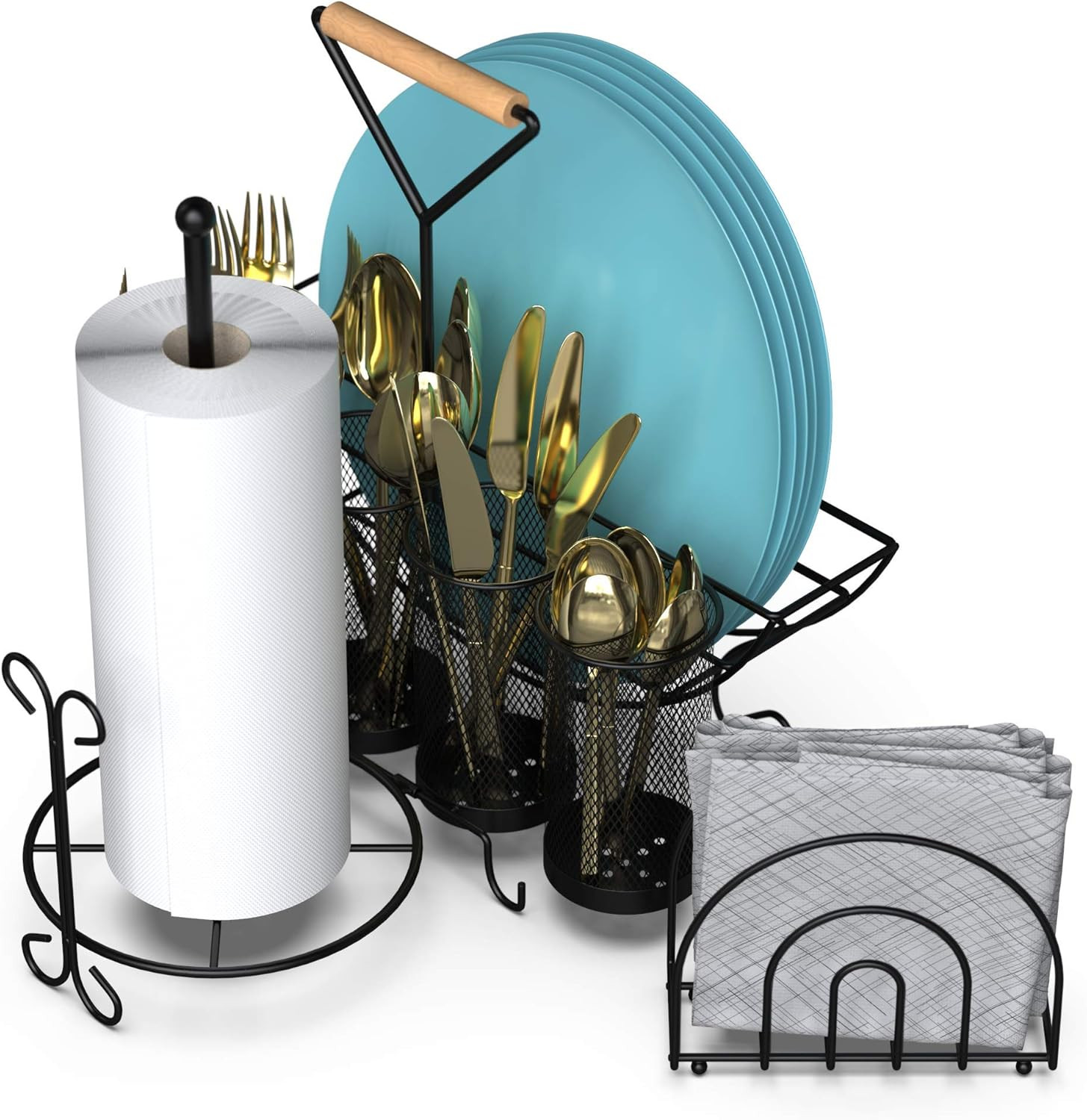 Oakland Utensil Caddy – Foldable Picnic Caddy for Plates and Utensils with Paper Towel Holder f... | Amazon (US)