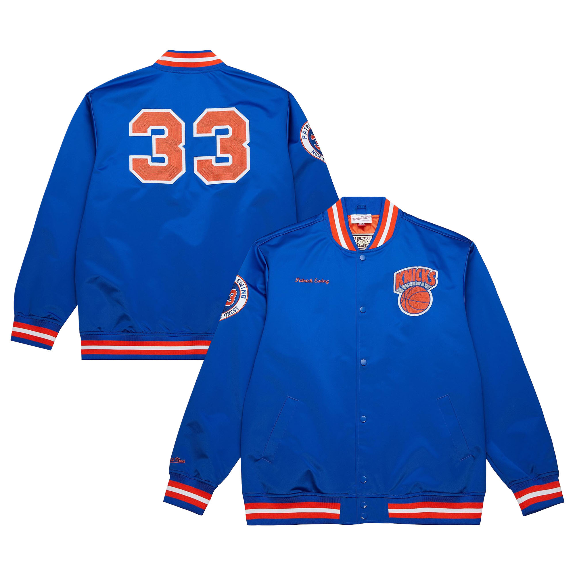 Men's Mitchell & Ness Patrick Ewing Royal New York Knicks NBA Legends Full-Snap Satin Jacket | Fanatics