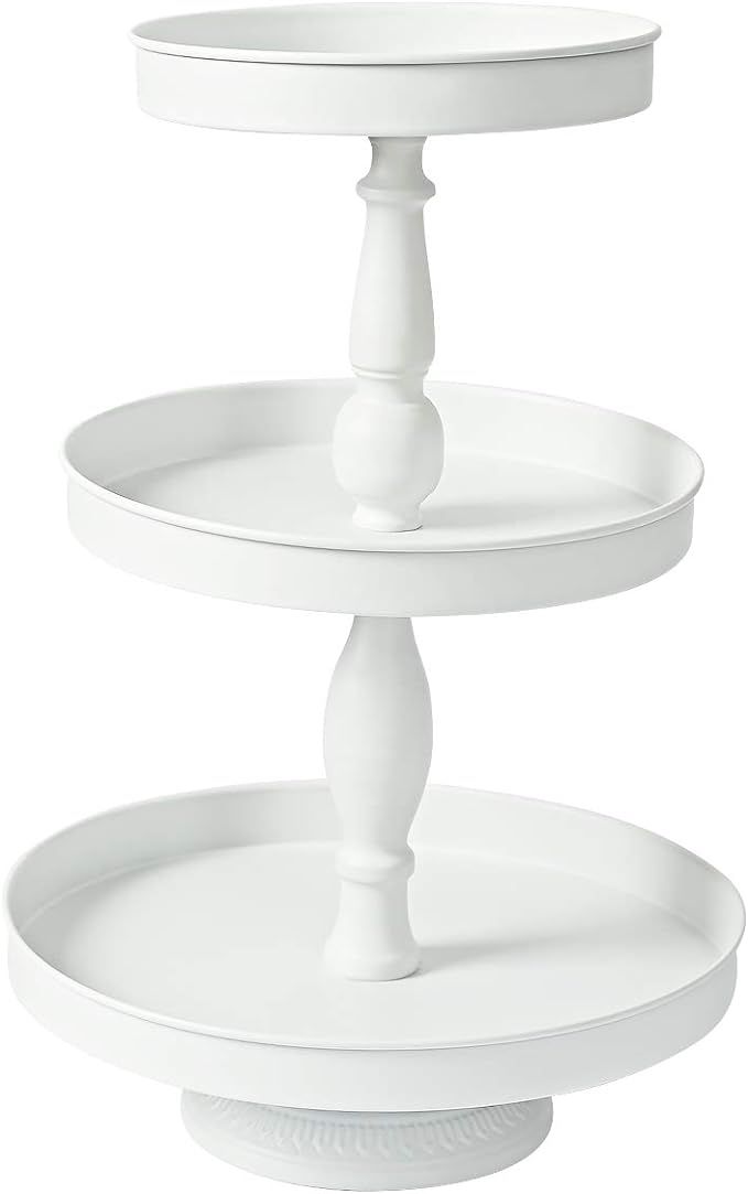 Donosura 3 Tier Serving Tray Cupcake White Stand for 50 Cupcakes Round Dessert Stands Metal Tiere... | Amazon (US)