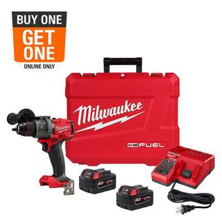 Milwaukee M18 FUEL 18V Lithium-Ion Brushless Cordless 1/2 in. Hammer Drill Driver Kit with Two 5.... | The Home Depot