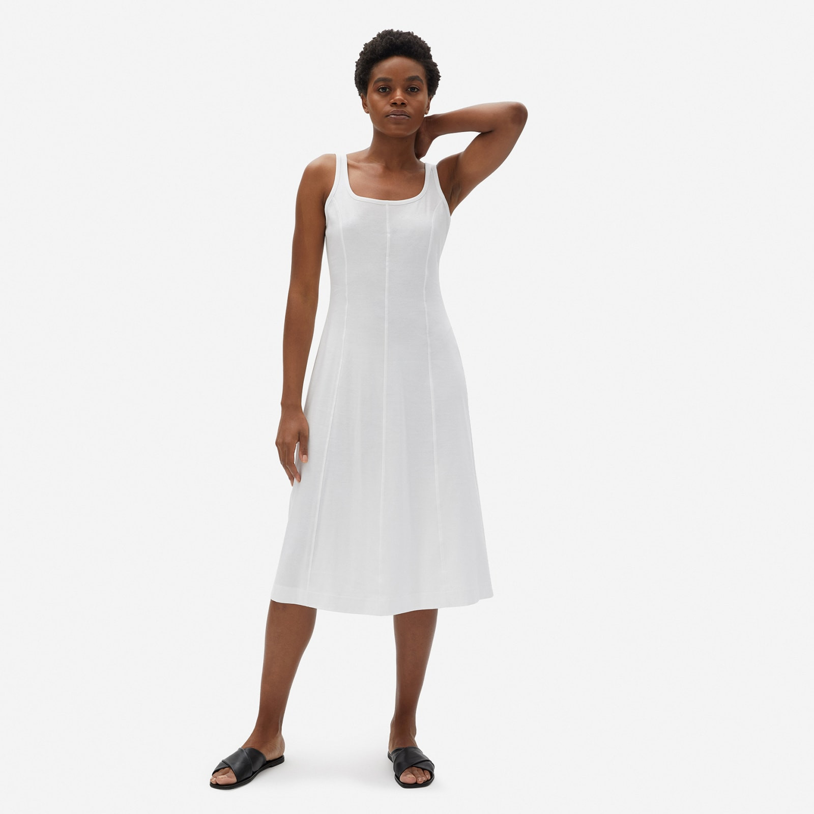Women's Luxe Cotton Seamed Tank Dress by Everlane in White, Size XS | Everlane