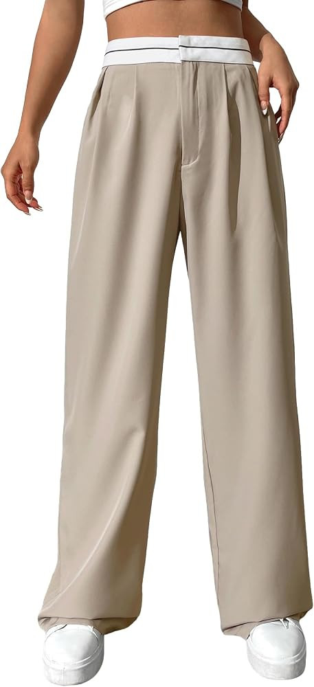 Verdusa Women's Zip Up High Waist Wide Leg Loose Long Pants Bell Bottom | Amazon (US)