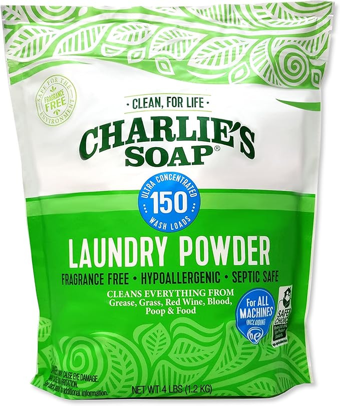 Charlie’s Soap Laundry Powder New (150 Loads, 1 Pack) Fragrance Free Hypoallergenic Plant Based... | Amazon (US)