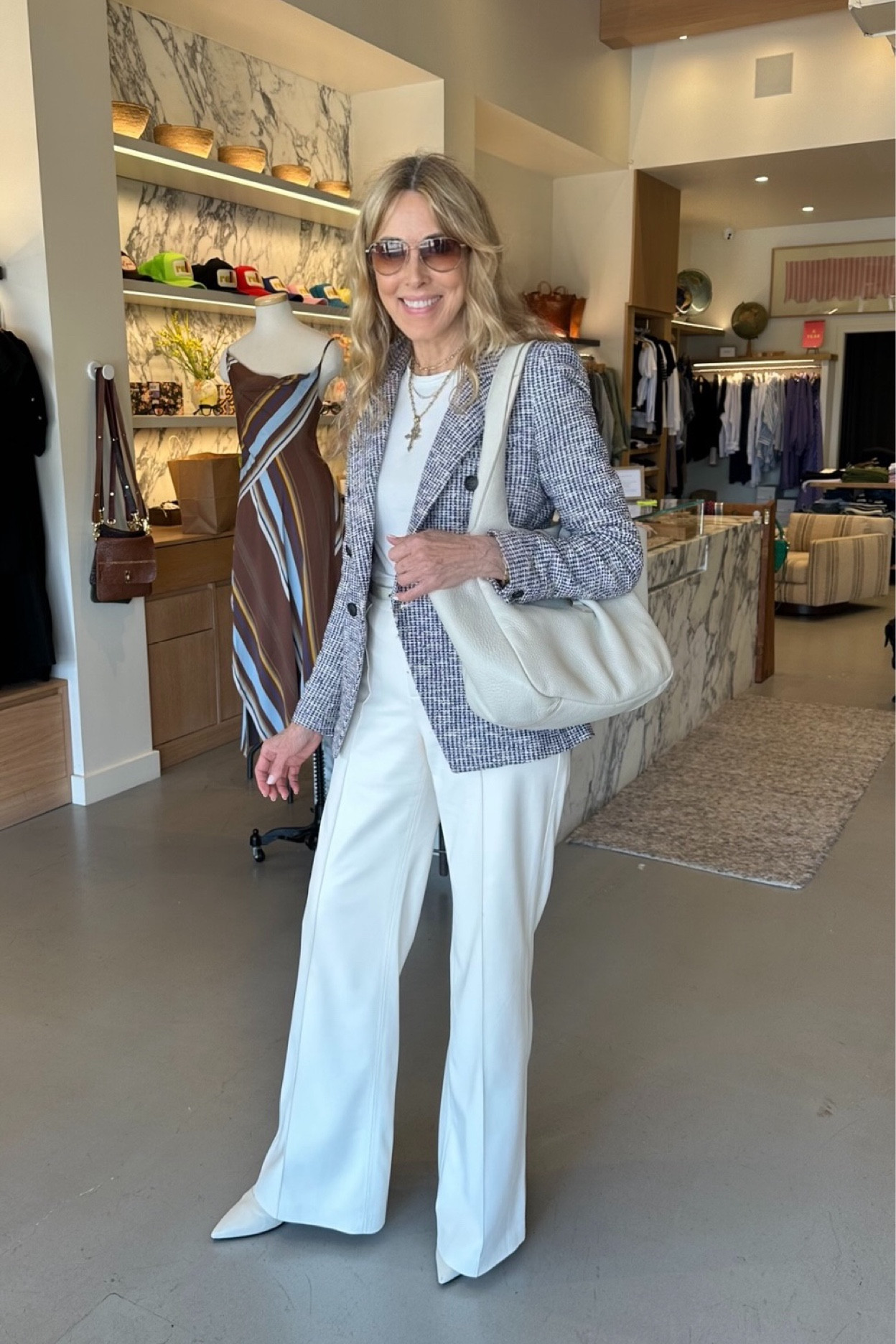 This summer tweed jacket from Rag & Bone is one of my favorite pieces! Paired with my new tote from
YSL  
