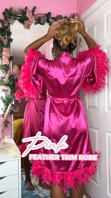 I feel so glam when I wear this hot pink feather trim robe from SheIn while I’m getting ready 
😍💖✨.

I got it for $15, and I’m wearing it in a size 4. It’s pretty true to size, and it comes in different colors.

This robe would be great with cute PJ’s for Valentine’s Day or Galentine’s Day 💕

#LTKVideo #LTKSeasonal #LTKfindsunder50