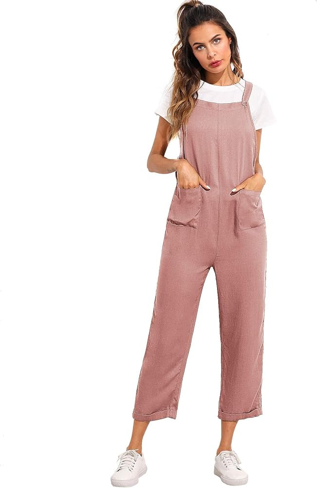 Women's Sleeveless Straps Pockets Plaid Culotte Jumpsuit Overalls | Amazon (US)