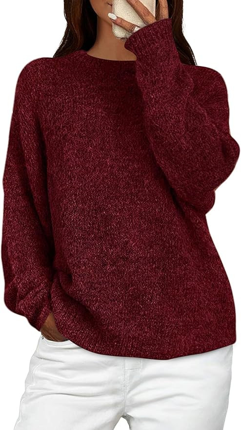 PRETTYGARDEN Womens Fall Long Sleeve Sweater Crew Neck Fuzzy Loose Fit Chunky Knit Oversized Pull... | Amazon (US)