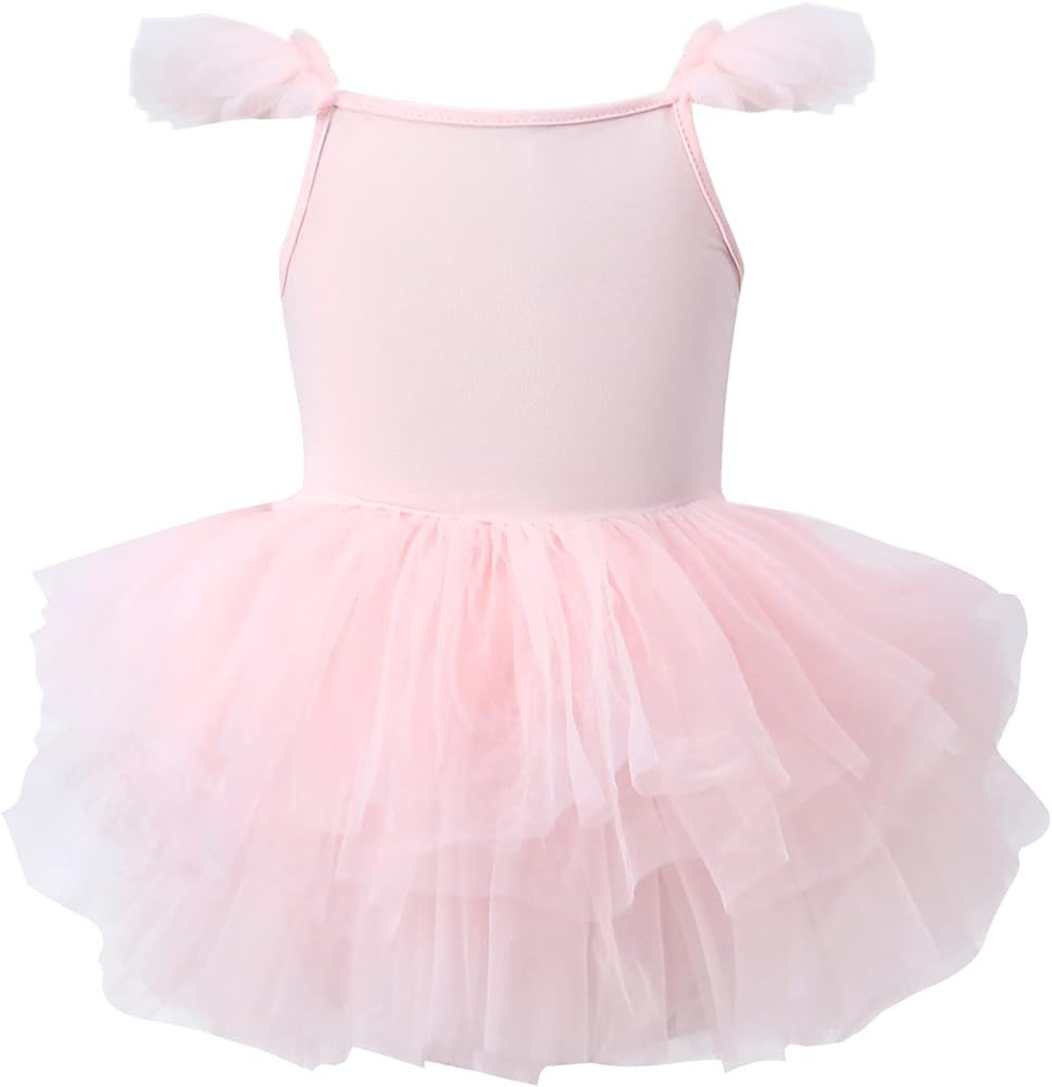 Girls Dance Tutu Dresses Ruffle Sleeve Snap Crotch Ballet Leotards | Amazon (US)