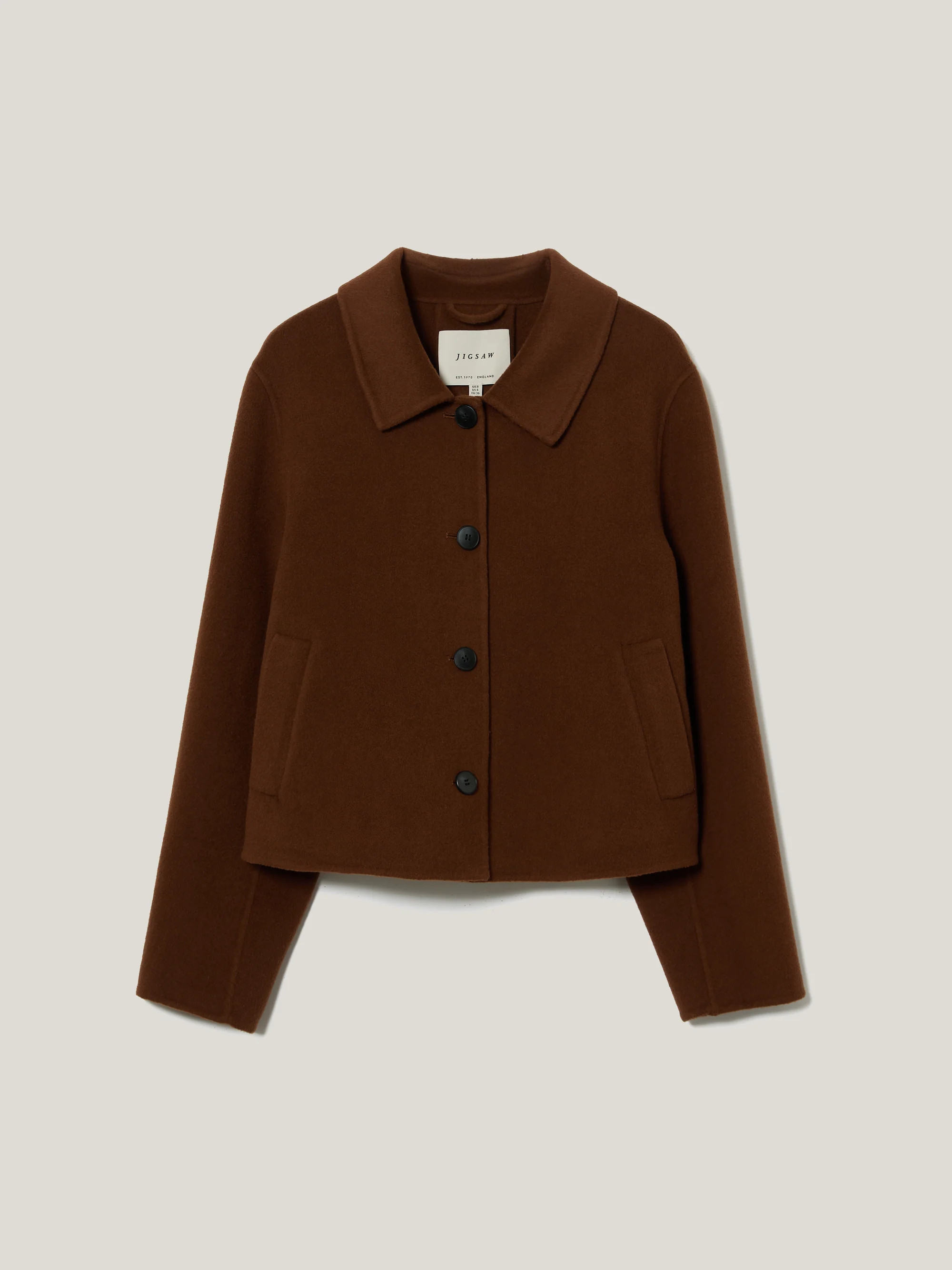 Double Faced Button Up Coat | Brown | Jigsaw (UK)