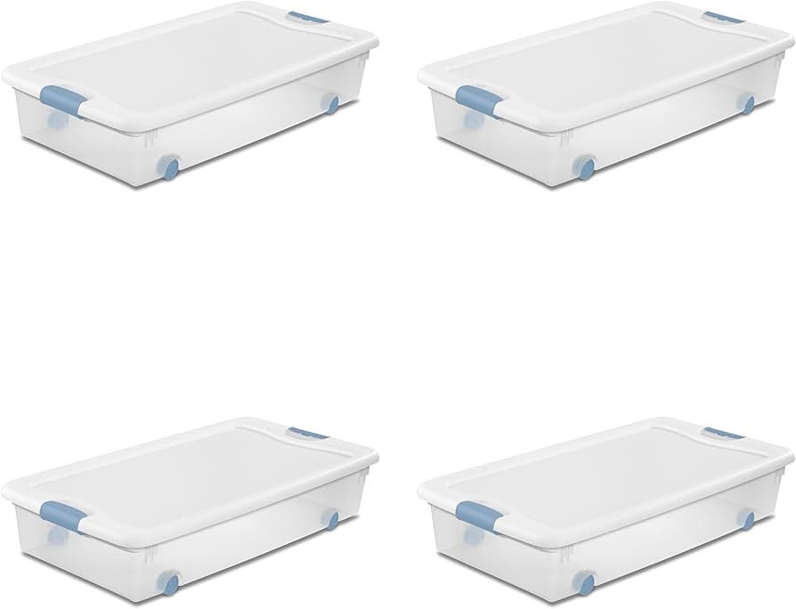 Sterilite 56 Qt Wheeled Latching Storage Box, Stackable Bin with Latch Lid, Plastic Container to ... | Amazon (US)