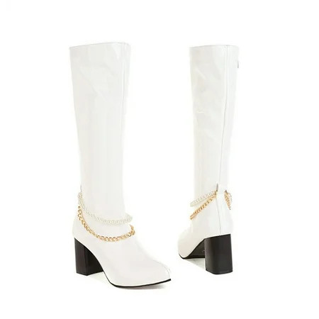 XIAOFFENN Womens Boots White Booties Platform Boots For Women Women Shoes High Heel Casual Winter Fa | Walmart (US)