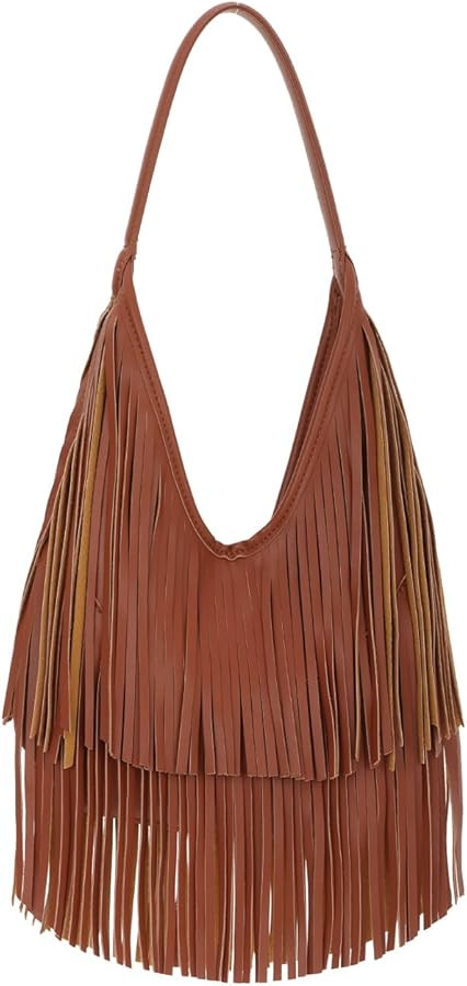 Fringe Hobo Purses for Women Vintage Black Fringe Shoulder Bag Western Tassel Handbags | Amazon (US)