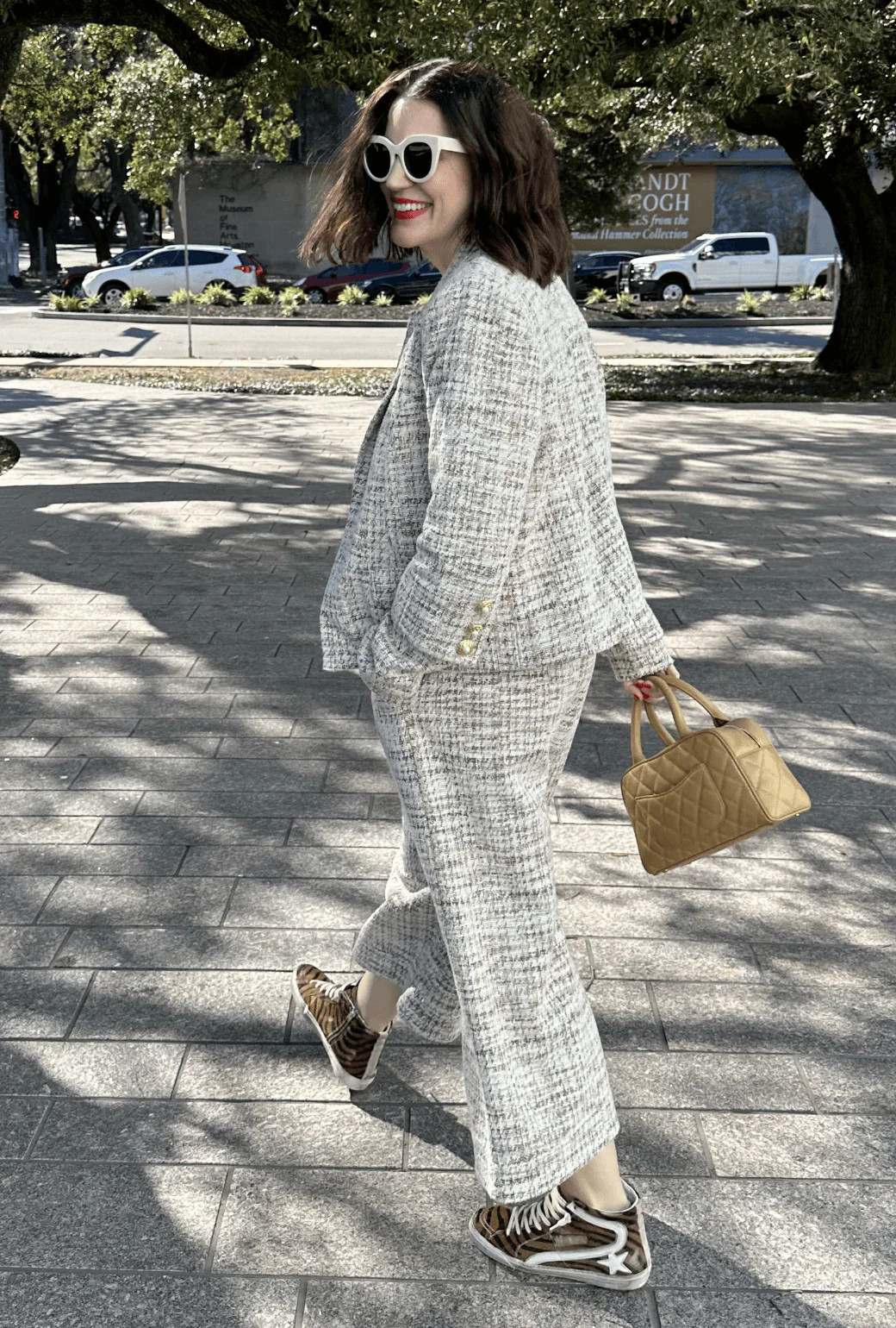 BURU x Val Wide Leg Knit Trouser - Ivory Tweed | Shop BURU