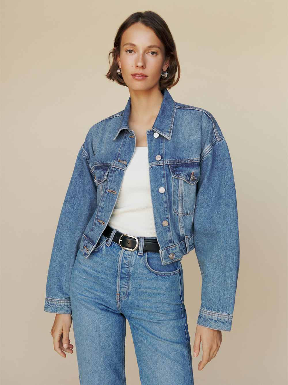 Jori Cropped Denim Jacket | Reformation (Global)