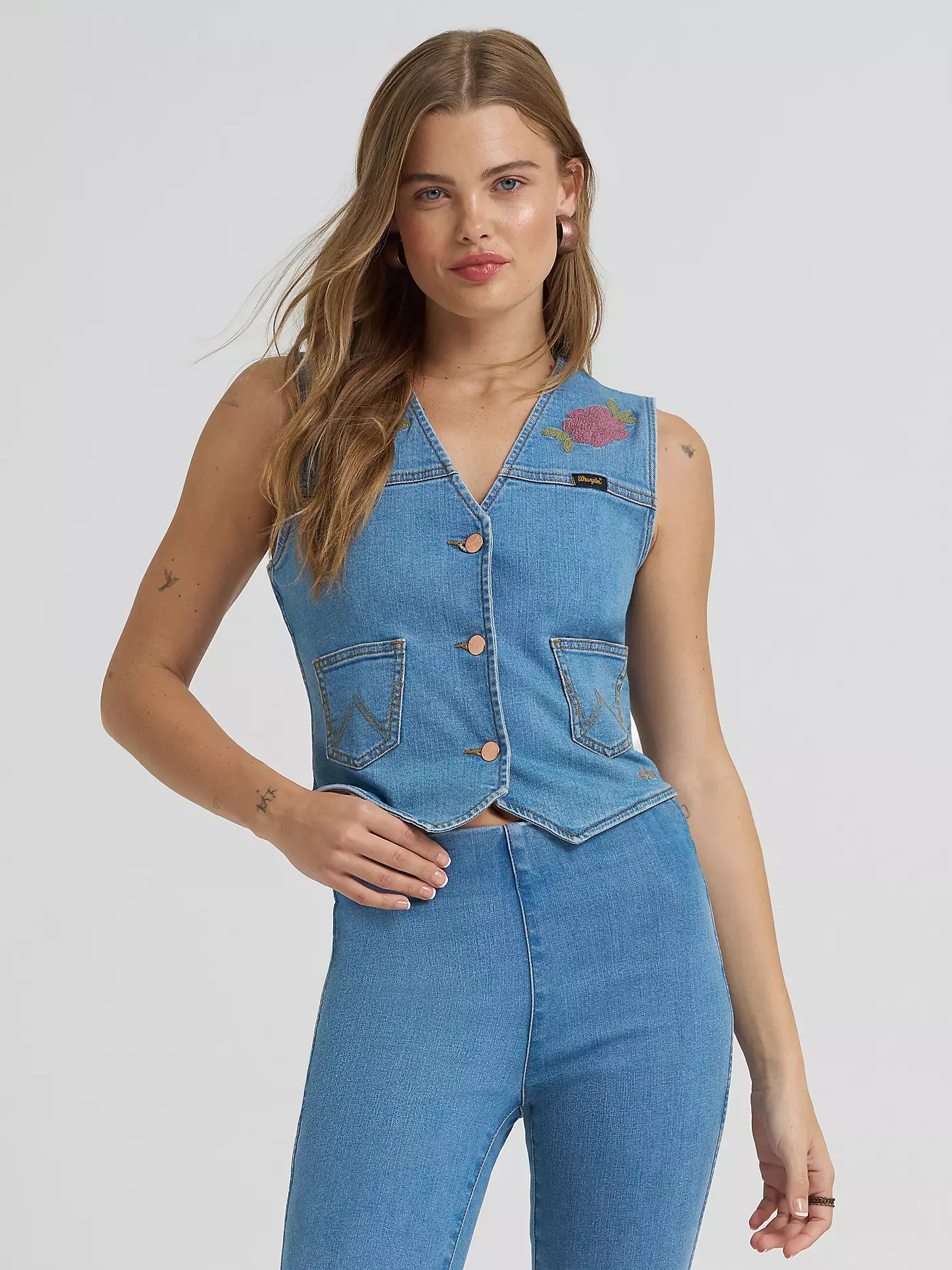 Lainey Wilson x Wrangler Embroidered Denim Vest | Wrangler