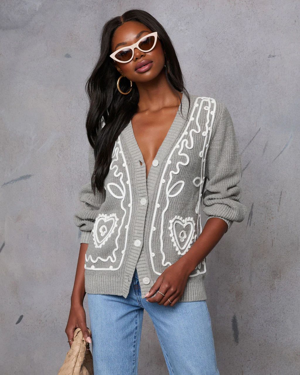 Autumn Embrace Embroidered Contrast Cardigan | VICI Collection