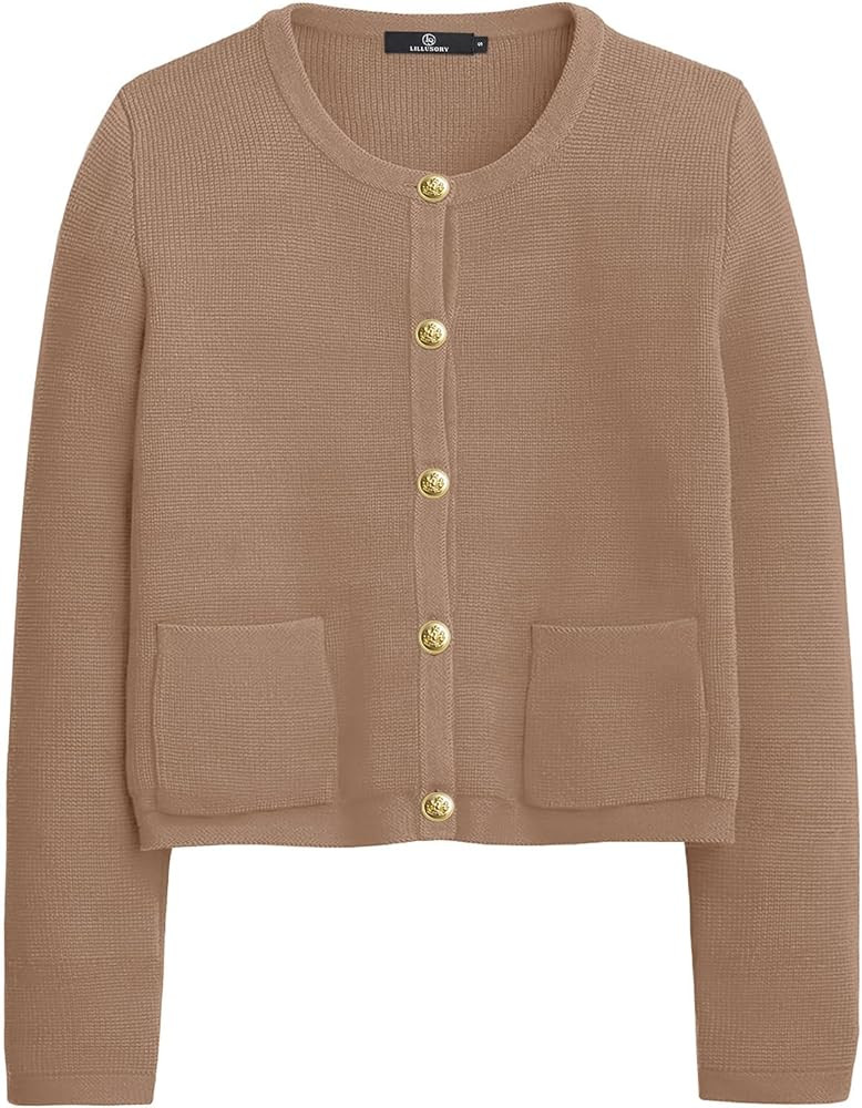 LILLUSORY Women's Cardigan Sweaters 2023 Open Front Long Sleeve Button Down Cashmere Knitted Jack... | Amazon (US)