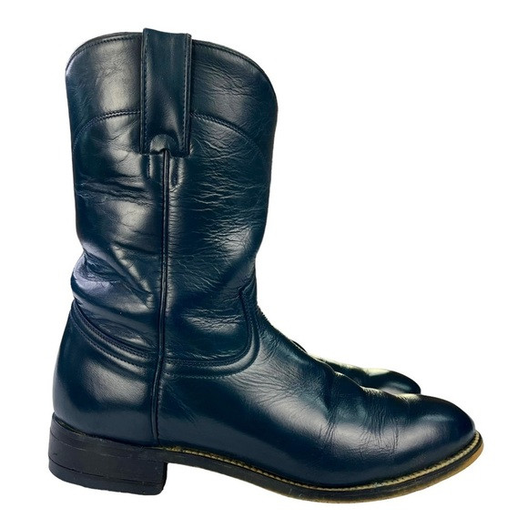 Justin Deerlite Roper Blue Leather Western Cowboy Boots‎ Mens Size 6D | Poshmark
