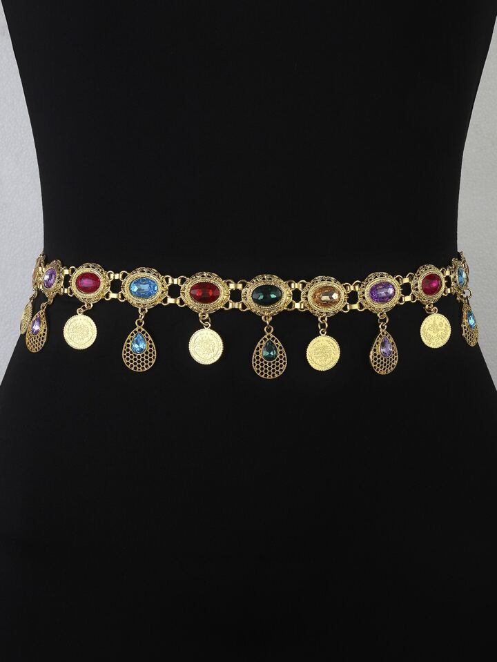 1pc Bridal Rhinestone Decorated Luxurious & Vintage Style Dance Waist Chain Boho | SHEIN