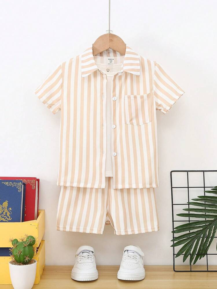 Toddler Boys Striped Print Shirt & Shorts Without Tee
       
              
              $7.80 ... | SHEIN