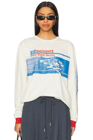 Enchante Contrast Racecar Long Sleeve Top in Cream from Revolve.com | Revolve Clothing (Global)