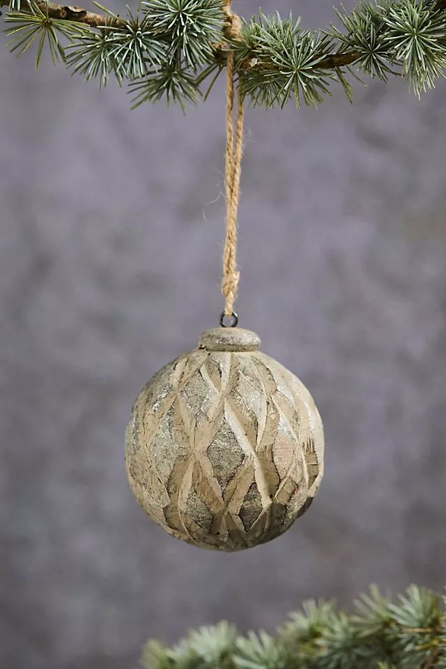Diamond Lattice Wooden Globe Ornament | Anthropologie (US)