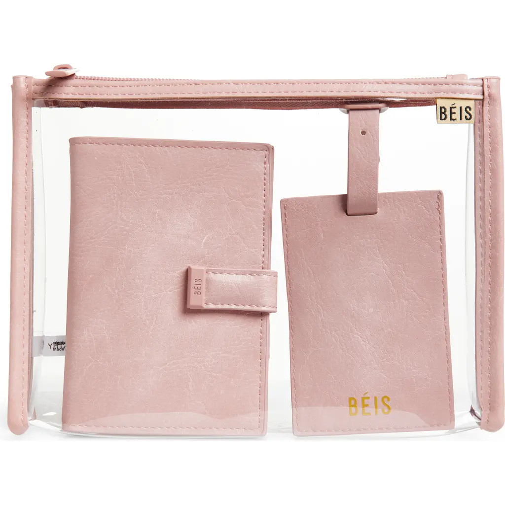 Béis The Passport Holder & Luggage Tag Set in Atlas Pink at Nordstrom | Nordstrom