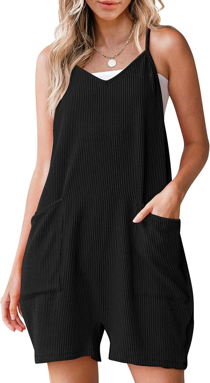 luvamia Rompers for Women Sleeveless Summer Short Jumpsuits Adjustable Straps Overall Shorts Reso... | Amazon (US)