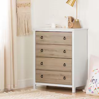 South Shore Catimini 4-Drawer Pure White and Rustic Oak Chest 10625 | The Home Depot