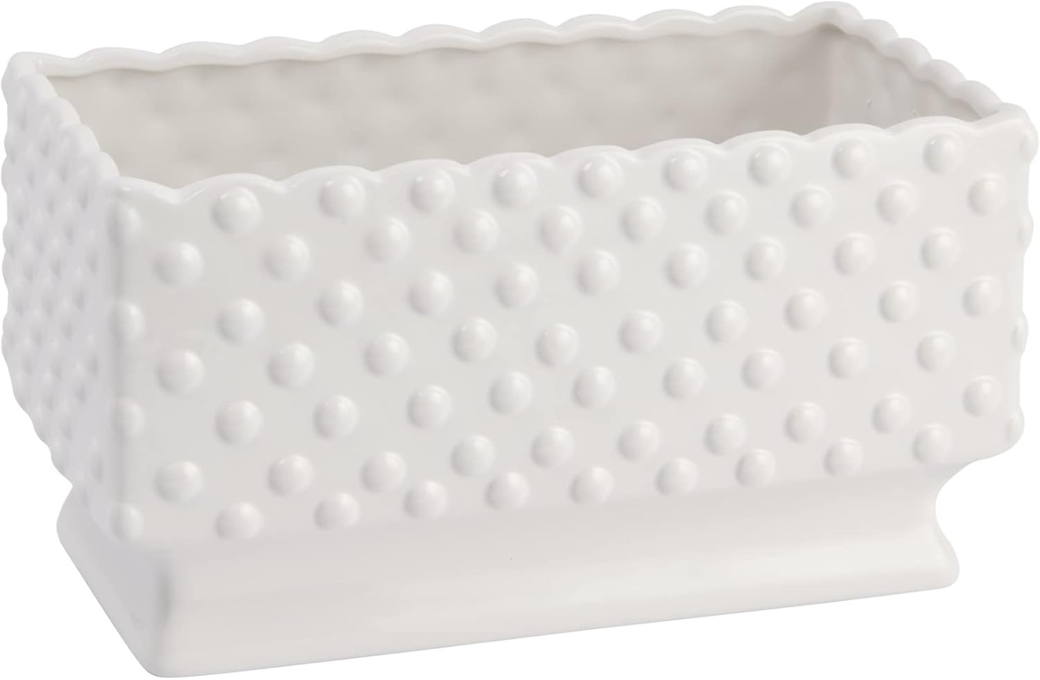 Creative Co-Op Cottagecore Ceramic Hobnail Planter with Scalloped Edge, White | Amazon (US)