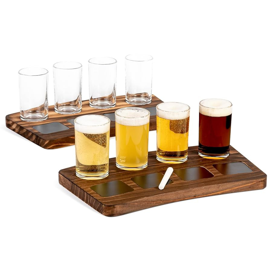Houseables Beer Flight Boards with Glasses, Drink Flight Boards, Beer Tasting Glasses, Trays for ... | Amazon (US)