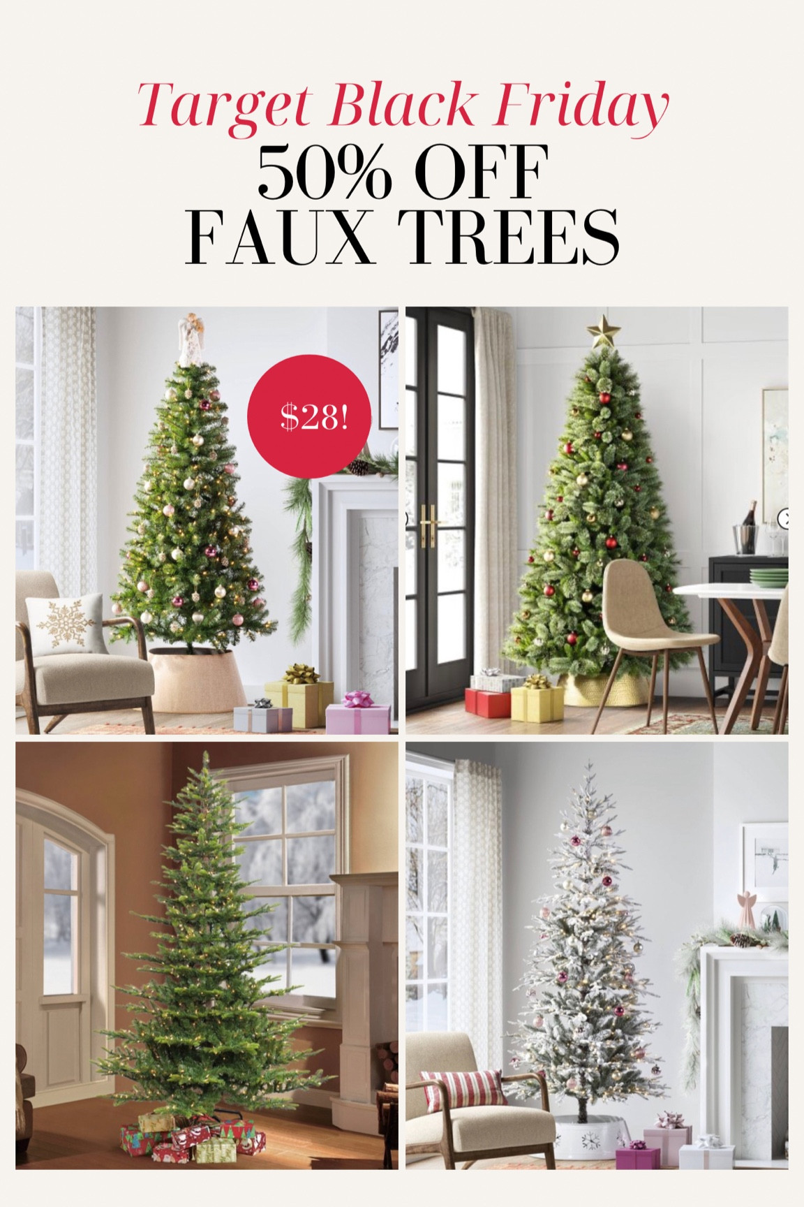 Target 50% off faux trees!! As low as $28 

#LTKHoliday #LTKsalealert #LTKCyberWeek