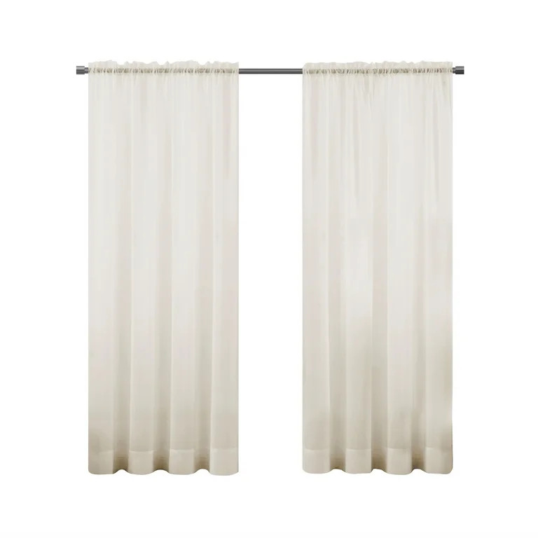 Mainstays Marjorie Sheer Voile Curtain, Single Panel, Ivory, 59" W x 84" L | Walmart (US)
