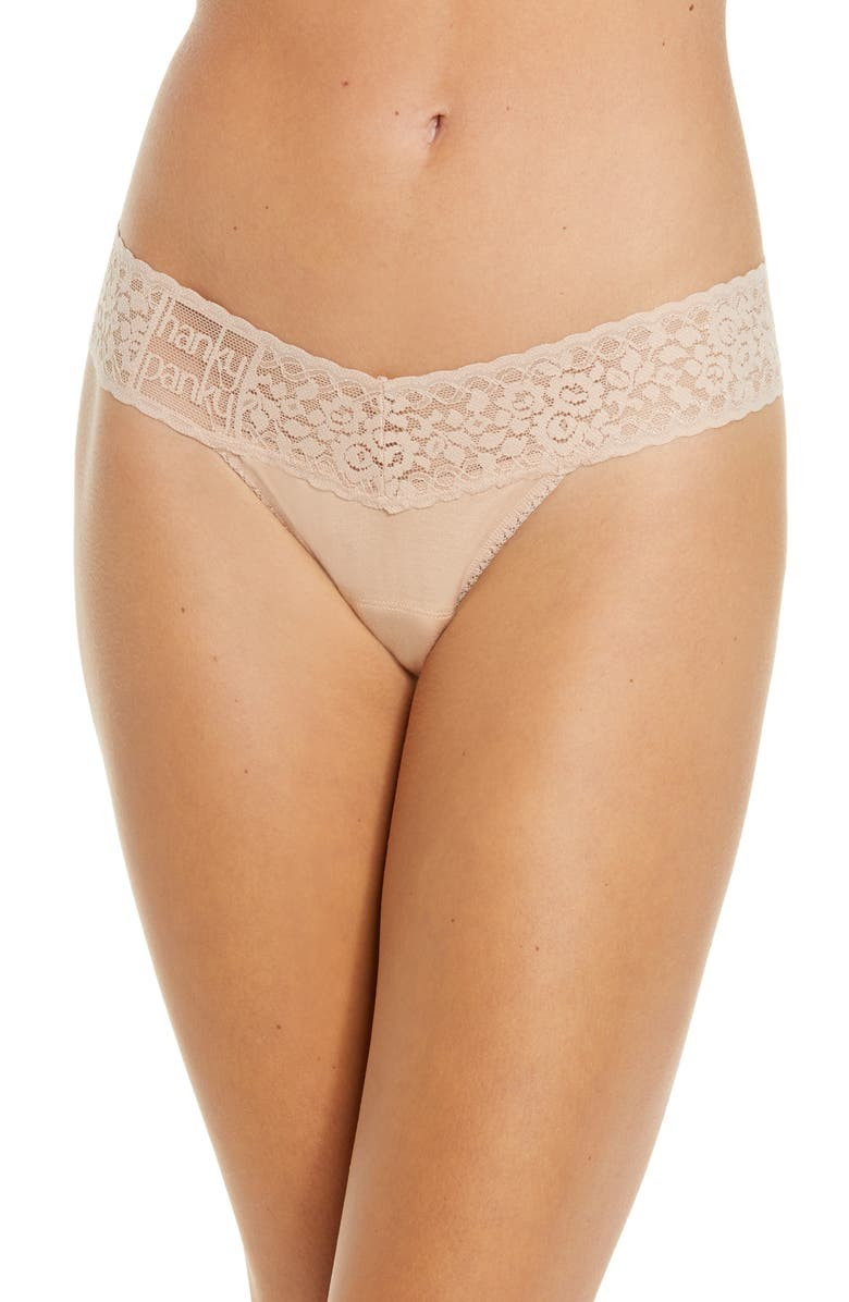 Mid Rise Modal Thong with Lace Trim | Nordstrom