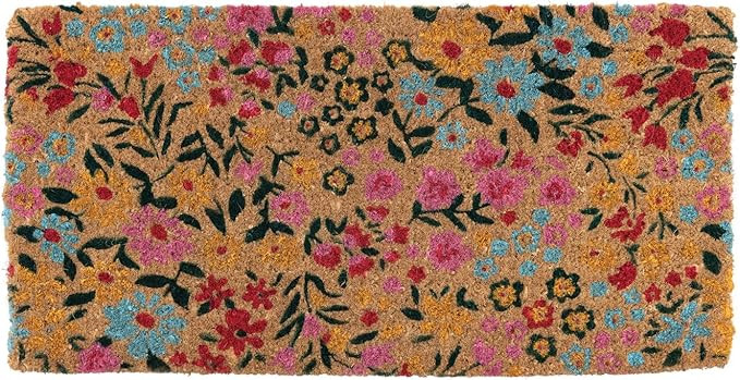 Creative Co-Op Natural Coir Florals Doormat, 32" L x 16" W x 1" H, Multicolor | Amazon (US)