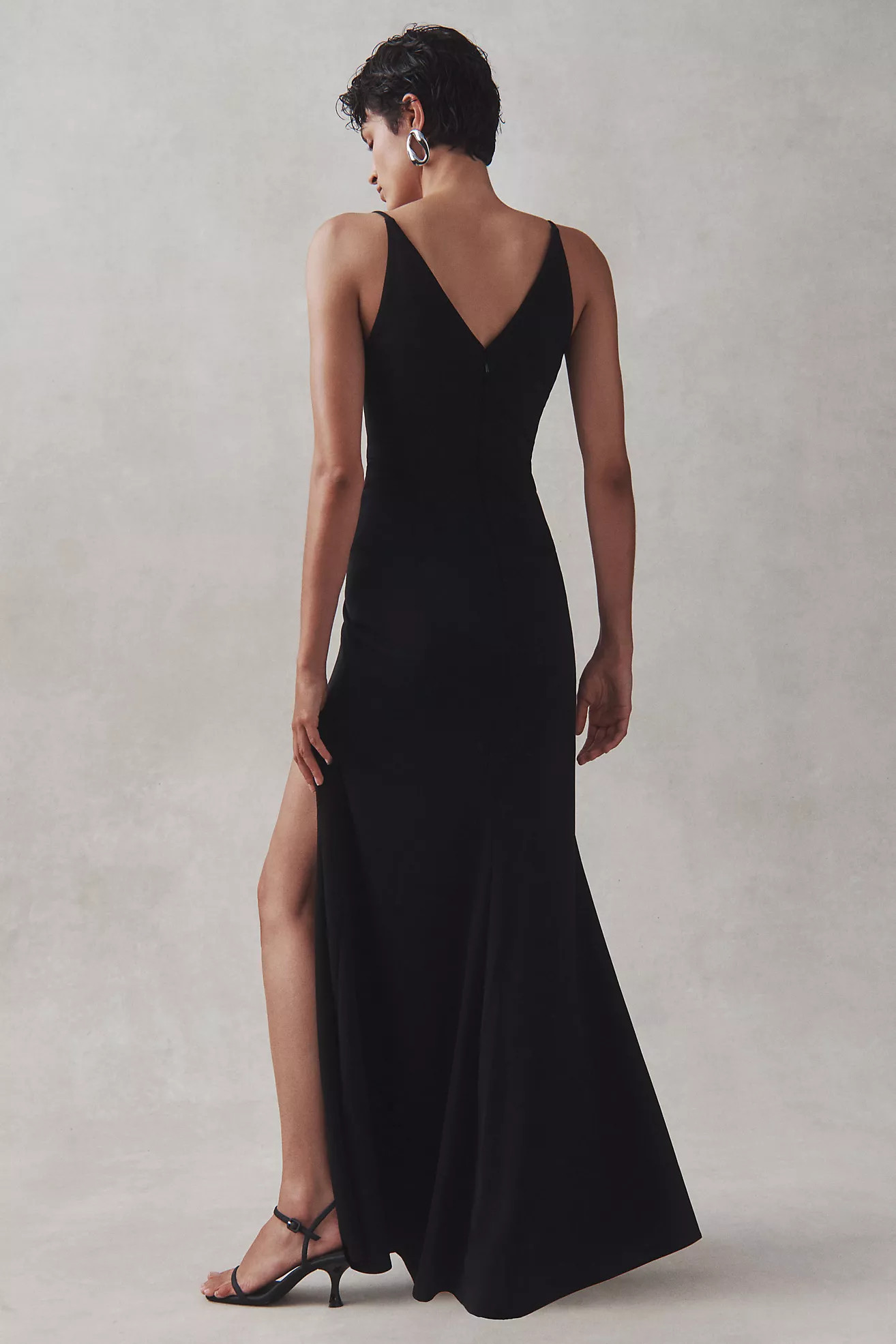 BHLDN Stella Sleeveless V-Neck Stretch Crepe Maxi Dress | Anthropologie (US)