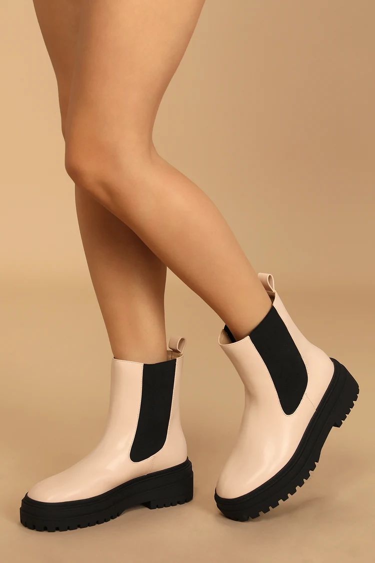 Derrie Light Nude Platform Ankle Boots | Lulus (US)