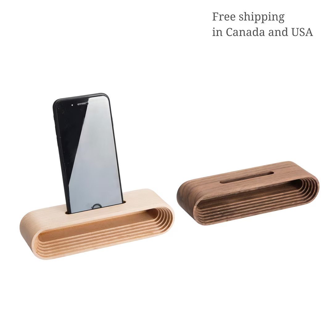 Wood Phone Stand With Amplifier Speaker: Personalized Cell Phone Holder - Etsy | Etsy (US)